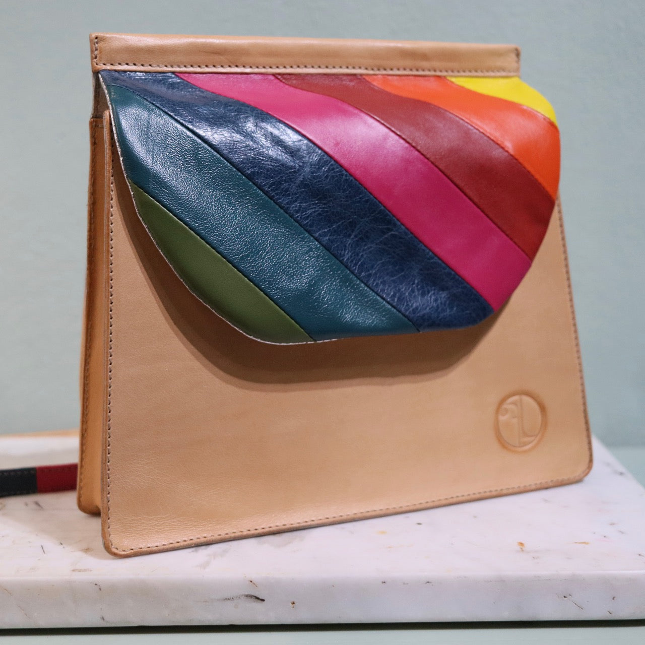 Borsa con fodere argento arcobaleno